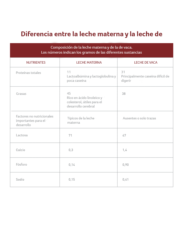 Diferencias entre la leche materna y la leche de vaca - Apoteca Natura
